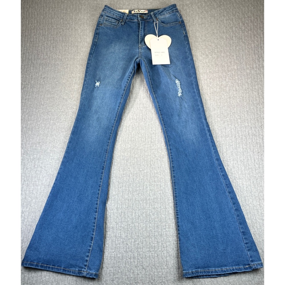 New with tags LEV Jeans Women 5/24X32 High Rise Flare Leg Distressed bootcut